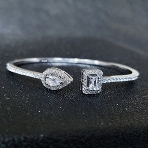 Princess Pear Adjustable Silver Zircon Bracelet