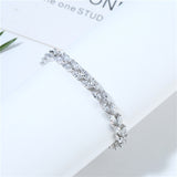 Leaves Silver and Zircon Bracelet
